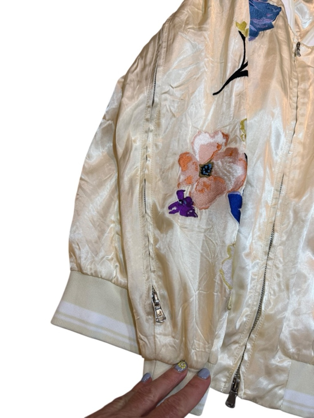 3.1 Phillip Lim Women’s Embroidered Satin Floral Bomber Jacket Ivory XS - Picture 4 of 12